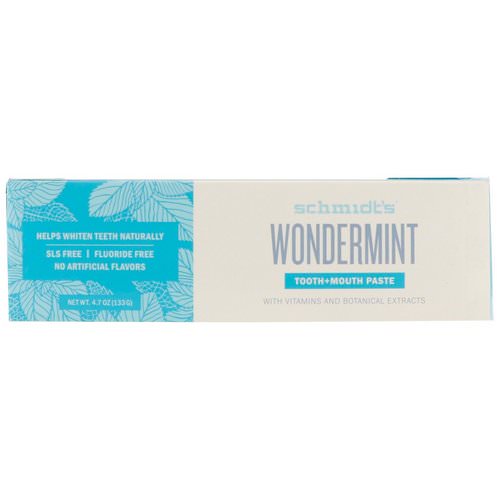 Schmidt's Naturals, Tooth + Mouth Paste, Wondermint, 4.7 oz (133 g) فوائد