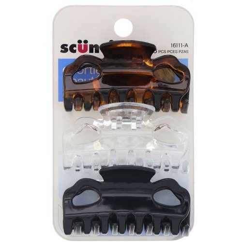 Scunci, Effortless Beauty, Jaw Clips, Assorted Colors, 3 Pieces فوائد