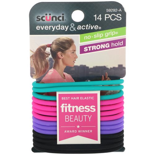 Scunci, Everyday & Active, No Slip Grip, Strong Hold Elastics, 14 Pieces فوائد