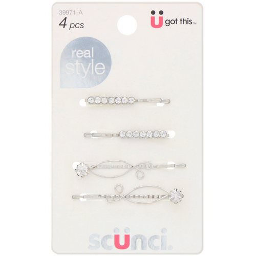 Scunci, Real Style, Spotlight Stone Bobby Pins, 4 Pieces فوائد