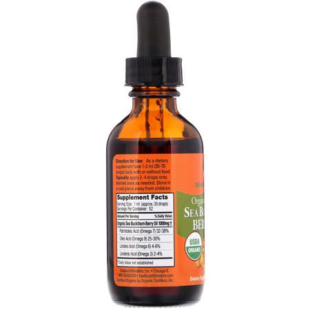 SeaBuckWonders, Organic Himalayan Sea Buckthorn Berry Oil, Intensive Cellular Care, 1.76 oz (52 ml):Omega-7, Omegas EPA DHA