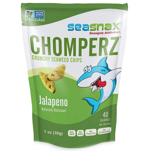 SeaSnax, Chomperz, Crunchy Seaweed Chips, Jalapeno, 1 oz (30 g) فوائد