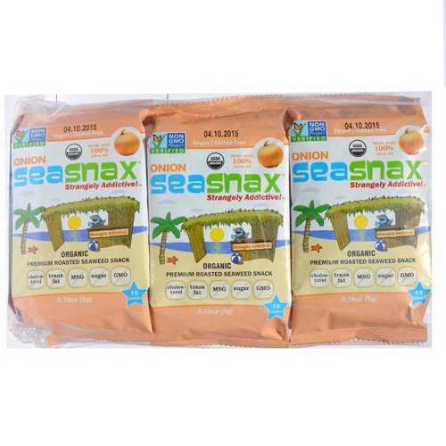 SeaSnax, Grab & Go, Organic Premium Roasted Seaweed Snack, Toasty Onion, 6 Packs, 0.18 oz (5 g) Each فوائد