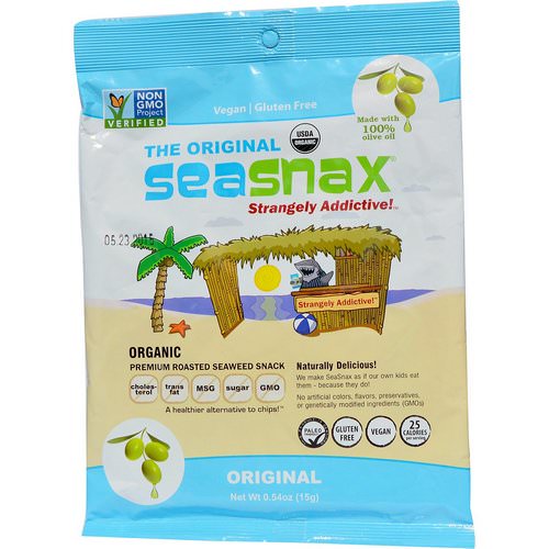 SeaSnax, Organic Premium Roasted Seaweed Snack, Original, 0.54 oz (15 g) فوائد