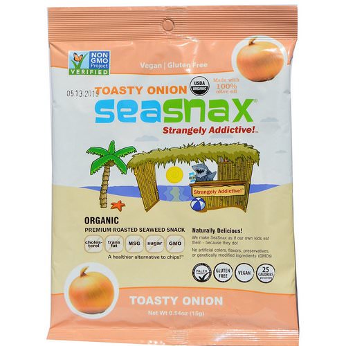 SeaSnax, Organic Premium Roasted Seaweed Snack, Toasty Onion, 0.54 oz (15 g) فوائد