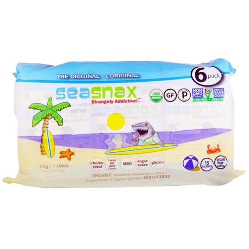 SeaSnax, Organic Roasted Seaweed Snack, 6 Pack 0.18 oz (5 g) Each فوائد