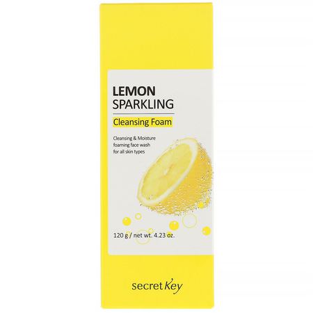 Secret Key, Lemon Sparkling Cleansing Foam, 4.23 oz (120 g):المنظفات, غسل ال,جه