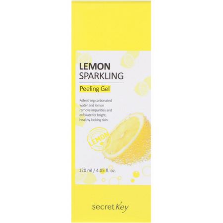 Secret Key, Lemon Sparkling Peeling Gel, 4.05 fl oz (120 ml):أقنعة ال,جه, أقنعة ال,جه K-جمال