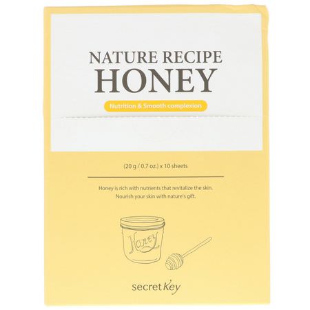 Secret Key, Nature Recipe Mask Pack, Honey, 10 Masks, 0.7 oz (20 g) Each:أقنعة ال,جه K-جمال, التقشير