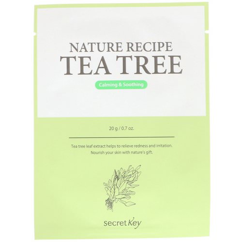 Secret Key, Nature Recipe Mask Pack, Tea Tree, 10 Masks, 0.7 oz (20 g) Each فوائد
