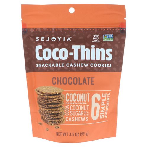 Sejoyia, Coco-Thins, Snackable Cashew Cookies, Chocolate, 3.5 oz (99 g) فوائد