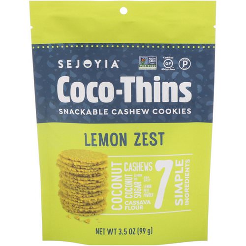 Sejoyia, Coco-Thins, Snackable Cashew Cookies, Lemon Zest, 3.5 oz (99 g) فوائد