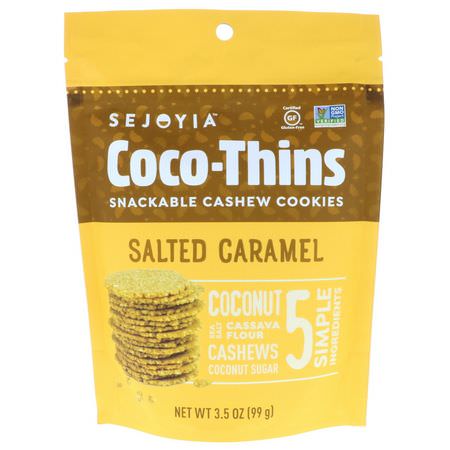 Sejoyia, Coco-Thins, Snackable Cashew Cookies, Salted Caramel, 3.5 oz (99 g):ملفات تعريف الارتباط ,ال,جبات الخفيفة