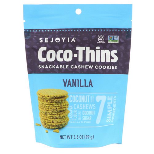 Sejoyia, Coco-Thins, Snackable Cashew Cookies, Vanilla, 3.5 oz (99 g) فوائد