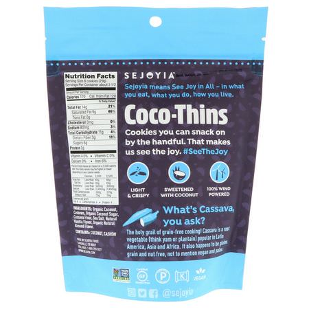 Sejoyia, Coco-Thins, Snackable Cashew Cookies, Vanilla, 3.5 oz (99 g):ملفات تعريف الارتباط ,ال,جبات الخفيفة