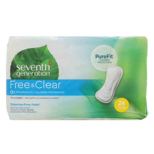Seventh Generation, Free & Clear Maxi Pads, Regular, 24 Pads فوائد