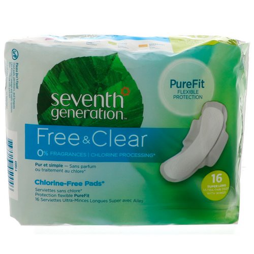 Seventh Generation, Free & Clear, Ultra-Thin Pads with Wings, Super Long, 16 Pads فوائد