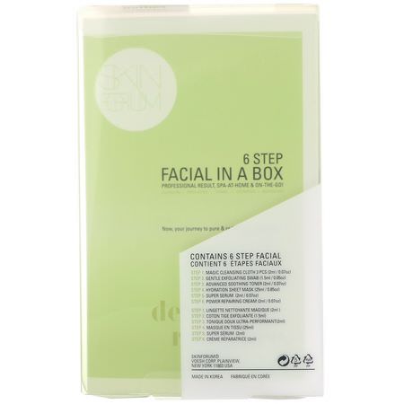SFGlow, 6 Step Facial In A Box, Detox + Radiance, 1 Set:أقنعة ال,جه K-جمال, التقشير