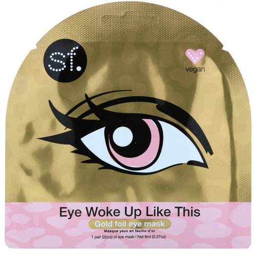 SFGlow, Eye Woke Up Like This, Gold Foil Eye Mask, 1 Mask, 0.27 oz (8 ml) فوائد