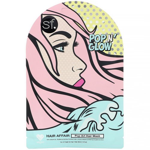SFGlow, POP n' Glow, Hair Affair, Pop Art Hair Mask, 1 Sheet, 1.01 oz (30 ml) فوائد