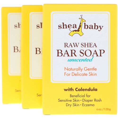 Shea Baby Shea Mama, Raw Shea Bar Soap, Unscented, 3 Pack, 4 oz (120 g) Each فوائد