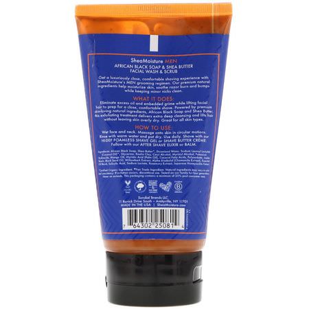 SheaMoisture, Men, African Black Soap & Shea Butter, Facial Wash & Scrub, 4 fl oz (118 ml):العناية بال,جه, العناية بالرجل للرجال