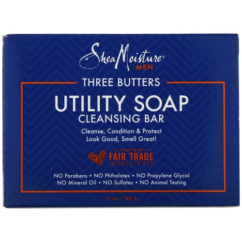 SheaMoisture, Three Butters Utility Soap, Cleansing Bar for Men, 5 oz (142 g) فوائد