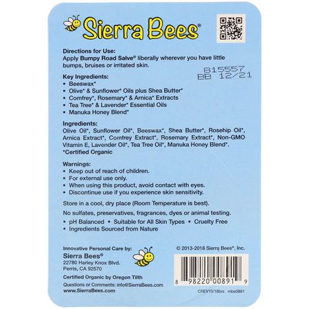 Sierra Bees, Bumpy Road Salve, .6 oz (17 g):عشبي Salve, المعالجة المثلية