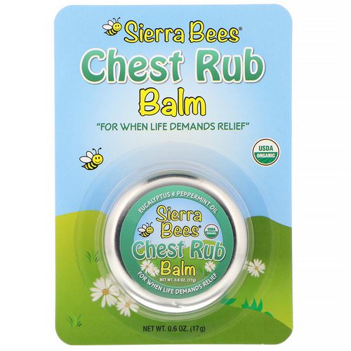 Sierra Bees, Chest Rub Balm, Eucalyptus & Peppermint, 0.6 oz (17 g) فوائد