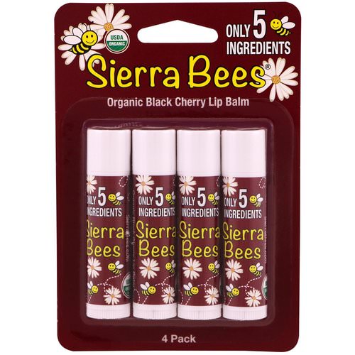 Sierra Bees, Organic Lip Balms, Black Cherry, 4 Pack, .15 oz (4.25 g) Each فوائد