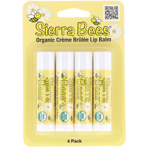 Sierra Bees, Organic Lip Balms, Creme Brulee, 4 Pack, .15 oz (4.25 g) Each فوائد