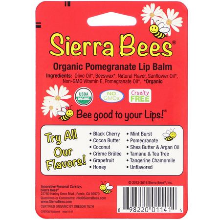 Sierra Bees Lip Balm - مرهم الشفة, العناية بالشفاه, حمام