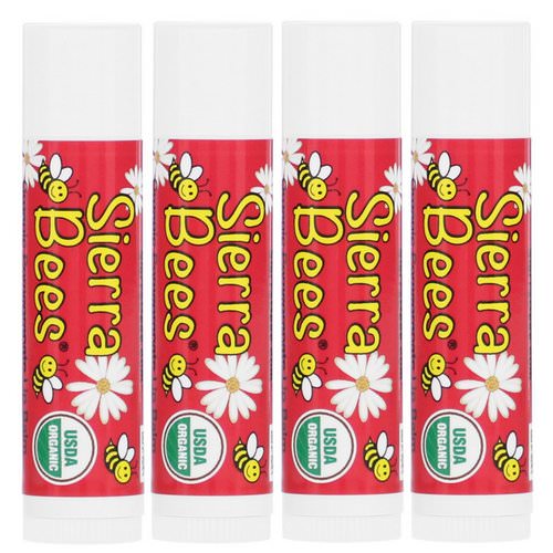 Sierra Bees, Organic Lip Balms, Pomegranate, 4 Pack, .15 oz (4.25 g) Each فوائد
