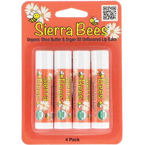 Sierra Bees, Organic Lip Balms, Shea Butter & Argan Oil, 4 Pack, .15 oz (4.25 g) Each فوائد