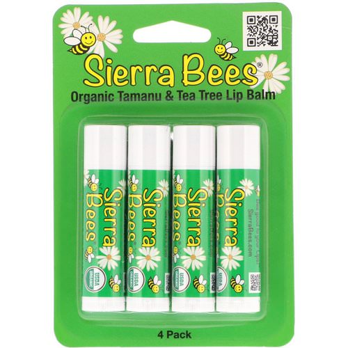 Sierra Bees, Organic Lip Balms, Tamanu & Tea Tree, 4 Pack, .15 oz (4.25 g) Each فوائد