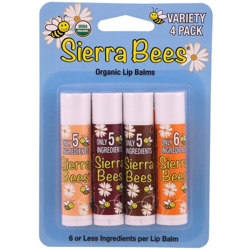 Sierra Bees, Organic Lip Balm Variety Pack, 4 Pack, .15 oz (4.25 g) Each فوائد