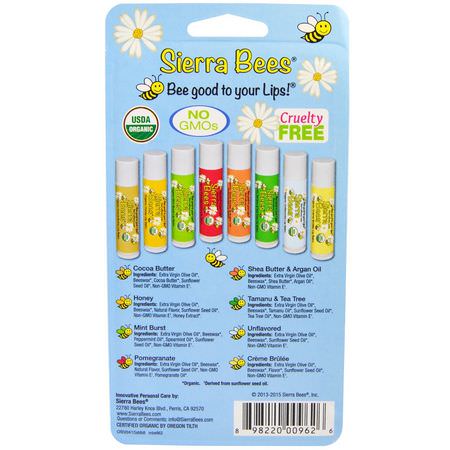 Sierra Bees, Organic Lip Balms Combo Pack, 8 Pack, .15 oz (4.25 g) Each:مرهم الشفة, العناية بالشفاه