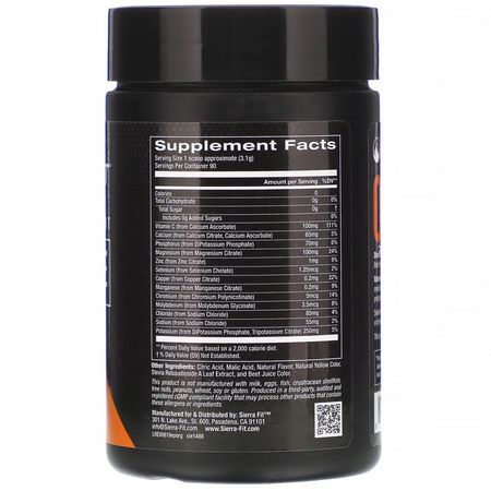 Sierra Fit, Electrolyte Powder, 0 Calories, Orange, 9.84 oz (279 g):المنحلات بالكهرباء, الترطيب