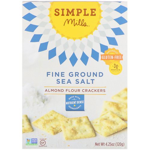 Simple Mills, Naturally Gluten-Free, Almond Flour Crackers, Fine Ground Sea Salt, 4.25 oz (120 g) فوائد