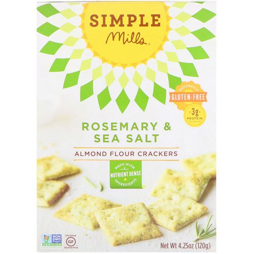 Simple Mills, Naturally Gluten-Free, Almond Flour Crackers, Rosemary & Sea Salt, 4.25 oz (120 g) فوائد