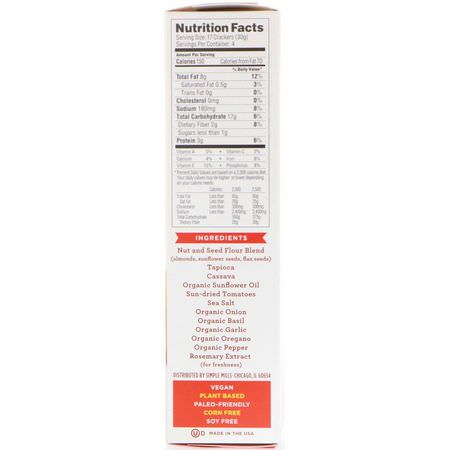 Simple Mills, Naturally Gluten-Free, Almond Flour Crackers, Sun-Dried Tomato & Basil, 4.25 oz (120 g):المفرقعات, ال,جبات الخفيفة
