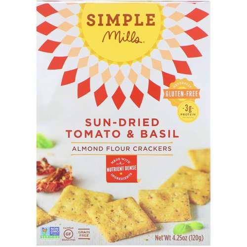 Simple Mills, Naturally Gluten-Free, Almond Flour Crackers, Sun-Dried Tomato & Basil, 4.25 oz (120 g) فوائد