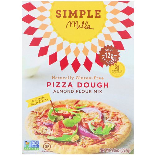 Simple Mills, Naturally Gluten-Free, Almond Flour Mix, Pizza Dough, 9.8 oz (277 g) فوائد