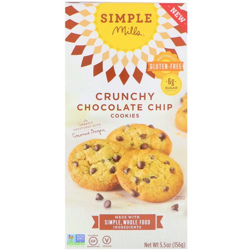 Simple Mills, Naturally Gluten-Free, Crunchy Cookies, Chocolate Chip, 5.5 oz (156 g) فوائد