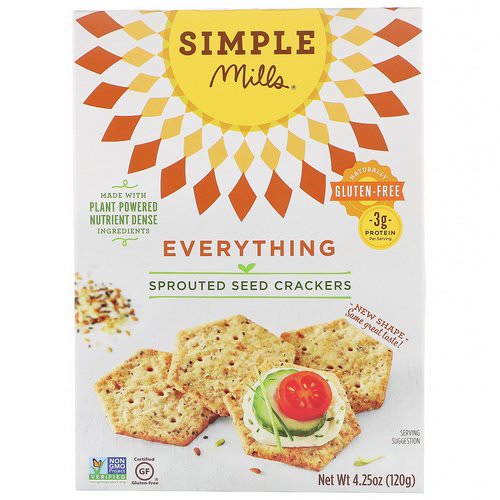 Simple Mills, Sprouted Seed Crackers, Everything, 4.25 oz (120 g) فوائد