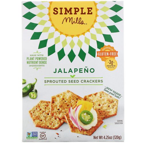 Simple Mills, Sprouted Seed Crackers, Jalapeno, 4.25 oz (120 g) فوائد