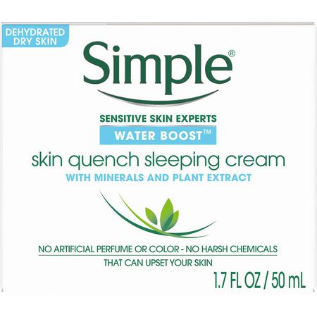 Simple Skincare, Skin Quench Sleeping Cream, 1.7 fl oz (50 ml):مرطب لل,جه, العناية بالبشرة