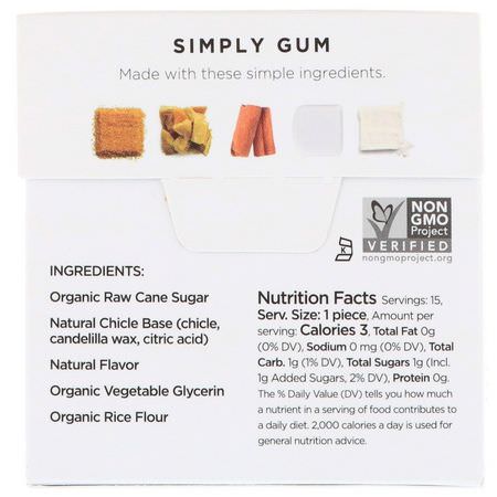 Simply Gum, Gum, Natural Cinnamon, 15 Pieces:صمغ, معينات