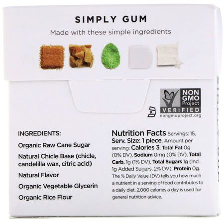 Simply Gum, Gum, Natural Peppermint, 15 Pieces:صمغ, معينات