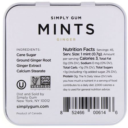 Simply Gum, Mints, Ginger, 1.1 oz (30 g):Ginger Foods, عشب البحر